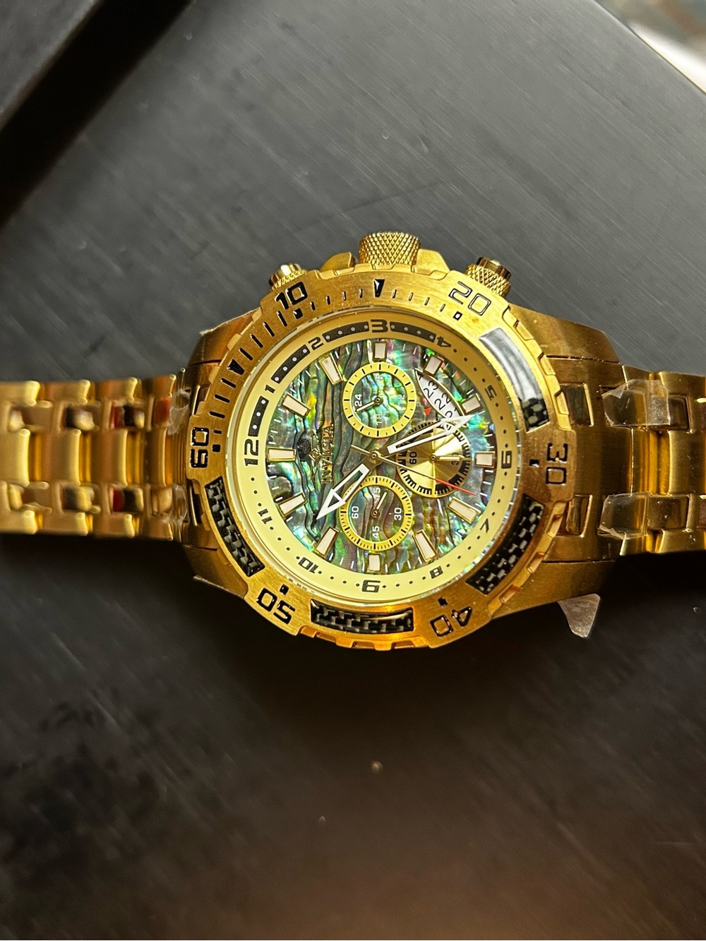 Invicta Gold-Tone Men's Watch with Abalone Dial